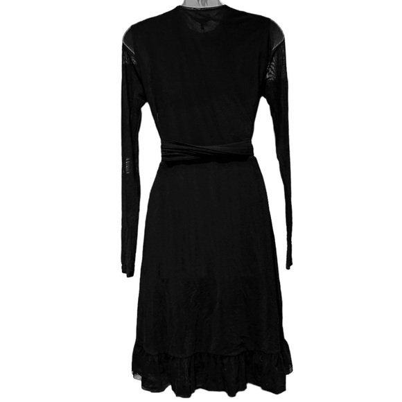 Ganni Women's Black Addison Ruffle Dot Mesh Wrap Dress - Picture 13 of 16
